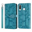 For Huawei P30 Lite Life of Tree Embossing Pattern Horizontal Flip Leather Case with Holder & Card Slot & Wallet & Photo Frame & Lanyard(Blue) - 1