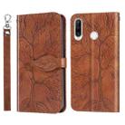 For Huawei P30 Lite Life of Tree Embossing Pattern Horizontal Flip Leather Case with Holder & Card Slot & Wallet & Photo Frame & Lanyard(Brown) - 1