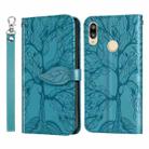 For Huawei Y7 Prime (2019) Life of Tree Embossing Pattern Horizontal Flip Leather Case with Holder & Card Slot & Wallet & Photo Frame & Lanyard(Blue) - 1