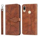 For Huawei Y7 Prime (2019) Life of Tree Embossing Pattern Horizontal Flip Leather Case with Holder & Card Slot & Wallet & Photo Frame & Lanyard(Brown) - 1