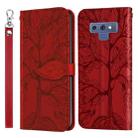 For Samsung Galaxy Note9 Life of Tree Embossing Pattern Horizontal Flip Leather Case with Holder & Card Slot & Wallet & Photo Frame & Lanyard(Red) - 1
