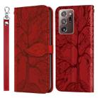For Samsung Galaxy Note20 Ultra Life of Tree Embossing Pattern Horizontal Flip Leather Case with Holder & Card Slot & Wallet & Photo Frame & Lanyard(Red) - 1
