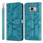 For Samsung Galaxy S8 Life of Tree Embossing Pattern Horizontal Flip Leather Case with Holder & Card Slot & Wallet & Photo Frame & Lanyard(Lake Blue) - 1