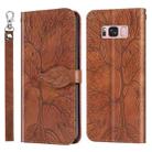 For Samsung Galaxy S8+ Life of Tree Embossing Pattern Horizontal Flip Leather Case with Holder & Card Slot & Wallet & Photo Frame & Lanyard(Brown) - 1