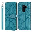 For Samsung Galaxy S9+ Life of Tree Embossing Pattern Horizontal Flip Leather Case with Holder & Card Slot & Wallet & Photo Frame & Lanyard(Lake Blue) - 1