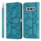 For Samsung Galaxy S10e Life of Tree Embossing Pattern Horizontal Flip Leather Case with Holder & Card Slot & Wallet & Photo Frame & Lanyard(Lake Blue) - 1