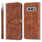 For Samsung Galaxy S10e Life of Tree Embossing Pattern Horizontal Flip Leather Case with Holder & Card Slot & Wallet & Photo Frame & Lanyard(Brown) - 1