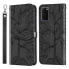 For Samsung Galaxy S20 Life of Tree Embossing Pattern Horizontal Flip Leather Case with Holder & Card Slot & Wallet & Photo Frame & Lanyard(Black) - 1