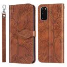 For Samsung Galaxy S20 Life of Tree Embossing Pattern Horizontal Flip Leather Case with Holder & Card Slot & Wallet & Photo Frame & Lanyard(Brown) - 1