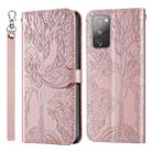 For Samsung Galaxy S20 FE Life of Tree Embossing Pattern Horizontal Flip Leather Case with Holder & Card Slot & Wallet & Photo Frame & Lanyard(Rose Gold) - 1