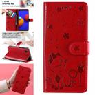 For Samsung Galaxy A01 Core Cat Bee Embossing Pattern Shockproof Horizontal Flip Leather Case with Holder & Card Slots & Wallet(Red) - 1