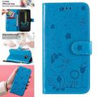 For Samsung Galaxy J2 Pro(2018) Cat Bee Embossing Pattern Shockproof Horizontal Flip Leather Case with Holder & Card Slots & Wallet(Blue) - 1