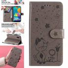 For Samsung Galaxy M01 Cat Bee Embossing Pattern Shockproof Horizontal Flip Leather Case with Holder & Card Slots & Wallet(Grey) - 1