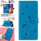 For Samsung Galaxy M31s Cat Bee Embossing Pattern Shockproof Horizontal Flip Leather Case with Holder & Card Slots & Wallet(Blue) - 1