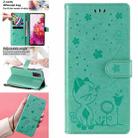 For Samsung Galaxy S20 FE Cat Bee Embossing Pattern Shockproof Horizontal Flip Leather Case with Holder & Card Slots & Wallet(Green) - 1