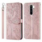 For Xiaomi Poco M2 Life of Tree Embossing Pattern Horizontal Flip Leather Case with Holder & Card Slot & Wallet & Photo Frame & Lanyard(Rose Gold) - 1