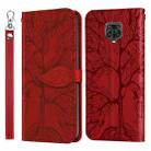 For Xiaomi Poco M2 Pro Life of Tree Embossing Pattern Horizontal Flip Leather Case with Holder & Card Slot & Wallet & Photo Frame & Lanyard(Red) - 1