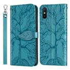 For Xiaomi Redmi 9A Life of Tree Embossing Pattern Horizontal Flip Leather Case with Holder & Card Slot & Wallet & Photo Frame & Lanyard(Blue) - 1