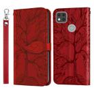 For Xiaomi Redmi 9C Life of Tree Embossing Pattern Horizontal Flip Leather Case with Holder & Card Slot & Wallet & Photo Frame & Lanyard(Red) - 1