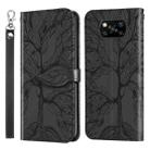 For Xiaomi Poco X3 Life of Tree Embossing Pattern Horizontal Flip Leather Case with Holder & Card Slot & Wallet & Photo Frame & Lanyard(Black) - 1