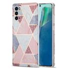 For Samsung Galaxy Note20 Electroplating Stitching Marbled IMD Stripe Straight Edge Rubik Cube Phone Protective Case(Light Pink) - 1