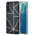 For Samsung Galaxy Note20 Electroplating Stitching Marbled IMD Stripe Straight Edge Rubik Cube Phone Protective Case(Black) - 1