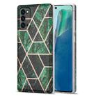 For Samsung Galaxy Note20 Electroplating Stitching Marbled IMD Stripe Straight Edge Rubik Cube Phone Protective Case(Emerald Green) - 1