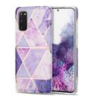 For Samsung Galaxy S20 Electroplating Stitching Marbled IMD Stripe Straight Edge Rubik Cube Phone Protective Case(Light Purple) - 1
