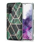 For Samsung Galaxy S20 Electroplating Stitching Marbled IMD Stripe Straight Edge Rubik Cube Phone Protective Case(Emerald Green) - 1