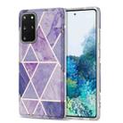 For Samsung Galaxy S20+ Electroplating Stitching Marbled IMD Stripe Straight Edge Rubik Cube Phone Protective Case(Light Purple) - 1