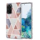 For Samsung Galaxy S20+ Electroplating Stitching Marbled IMD Stripe Straight Edge Rubik Cube Phone Protective Case(Light Pink) - 1