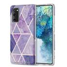 For Samsung Galaxy S20 FE Electroplating Stitching Marbled IMD Stripe Straight Edge Rubik Cube Phone Protective Case(Light Purple) - 1