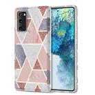 For Samsung Galaxy S20 FE Electroplating Stitching Marbled IMD Stripe Straight Edge Rubik Cube Phone Protective Case(Light Pink) - 1