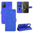 For Xiaomi Poco M3 Solid Color Skin Feel Magnetic Buckle Horizontal Flip Calf Texture PU Leather Case with Holder & Card Slots & Wallet(Blue) - 1