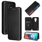 For Motorola Moto E7 Carbon Fiber Texture Horizontal Flip TPU + PC + PU Leather Case with Card Slot(Black) - 1