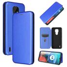 For Motorola Moto E7 Carbon Fiber Texture Horizontal Flip TPU + PC + PU Leather Case with Card Slot(Blue) - 1