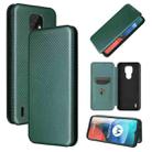 For Motorola Moto E7 Carbon Fiber Texture Horizontal Flip TPU + PC + PU Leather Case with Card Slot(Green) - 1