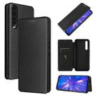 For Rakuten Big Carbon Fiber Texture Horizontal Flip TPU + PC + PU Leather Case with Card Slot(Black) - 1