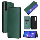 For Rakuten Big Carbon Fiber Texture Horizontal Flip TPU + PC + PU Leather Case with Card Slot(Green) - 1