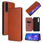 For Rakuten Big Carbon Fiber Texture Horizontal Flip TPU + PC + PU Leather Case with Card Slot(Brown) - 1