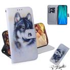 For Xiaomi Redmi Note 8 Pro Painting Pattern Coloured Drawing Horizontal Flip Leather Case with Holder & Card Slots & Wallet(White Wolf) - 1