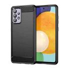 For Samsung Galaxy A52 5G / 4G Brushed Texture Carbon Fiber TPU Case(Black) - 1