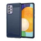 For Samsung Galaxy A52 5G / 4G Brushed Texture Carbon Fiber TPU Case(Blue) - 1