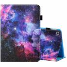 For Samsung Galaxy Tab A 10.1 (2019) T510 / T515 Sewing Thread Horizontal Painted Flat Leather Case with Pen Cover & Anti Skid Strip & Card Slot & Holder(Starry Sky) - 1