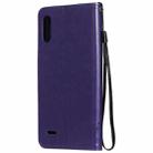 For LG K22 / K22 Plus Tree & Cat Pattern Pressed Printing Horizontal Flip PU Leather Case with Holder & Card Slots & Wallet & Lanyard(Purple) - 3