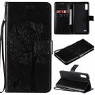 For LG K22 / K22 Plus Tree & Cat Pattern Pressed Printing Horizontal Flip PU Leather Case with Holder & Card Slots & Wallet & Lanyard(Black) - 1