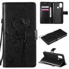 For OPPO A53(2020) / A32 Tree & Cat Pattern Pressed Printing Horizontal Flip PU Leather Case with Holder & Card Slots & Wallet & Lanyard(Black) - 1