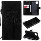For OPPO F17 Pro / Reno4 Lite Tree & Cat Pattern Pressed Printing Horizontal Flip PU Leather Case with Holder & Card Slots & Wallet & Lanyard(Black) - 1