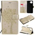 For OPPO F17 Pro / Reno4 Lite Tree & Cat Pattern Pressed Printing Horizontal Flip PU Leather Case with Holder & Card Slots & Wallet & Lanyard(Gold) - 1