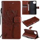 For OPPO F17 / A73 Tree & Cat Pattern Pressed Printing Horizontal Flip PU Leather Case with Holder & Card Slots & Wallet & Lanyard(Coffee) - 1